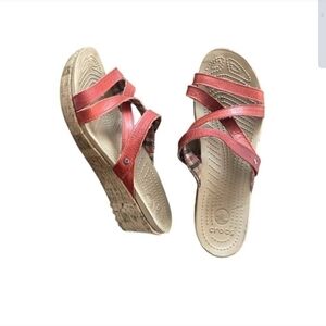 Crocs A-Leigh Mini Wedge Sandals Size 9W